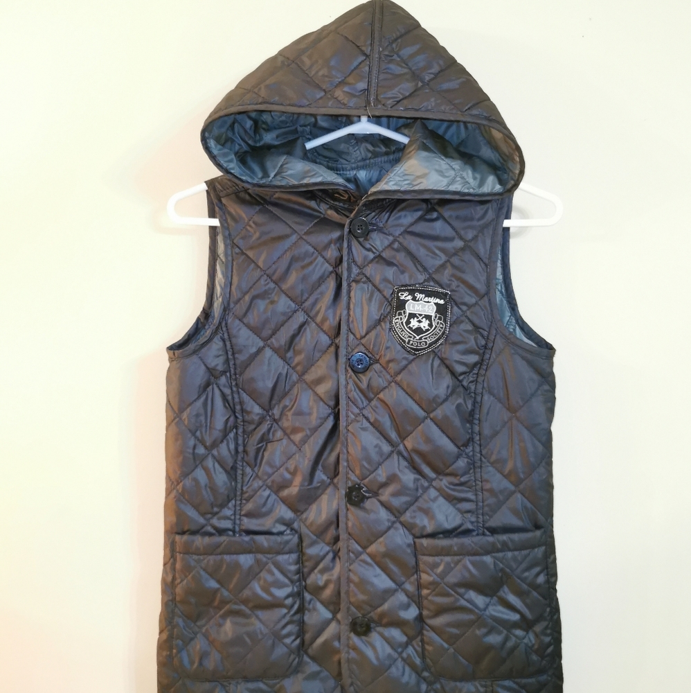 La Martina, M, Grey Black Reversible Vest, Women's